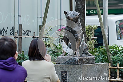 Statue of Hachiko near the Shibuya crossing Editorial Stock Photo