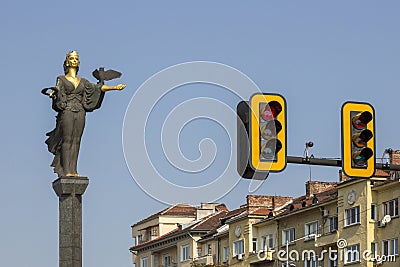 The statue of Hagia Sophia in the center of Sofia Editorial Stock Photo