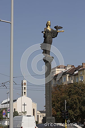 The statue of Hagia Sophia in the center of Sofia, Bulgaria. Editorial Stock Photo