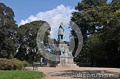 Statue of Hans christian Orested in Orstedparken i9n Copenhagen Editorial Stock Photo