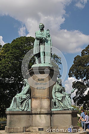 Statue of Hans christian Orested in Orstedparken i9n Copenhagen Editorial Stock Photo