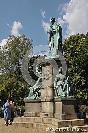 Statue of Hans christian Orested in Orstedparken i9n Copenhagen Editorial Stock Photo