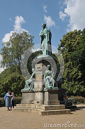 Statue of Hans christian Orested in Orstedparken i9n Copenhagen Editorial Stock Photo