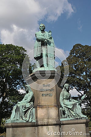 Statue of Hans christian Orested in Orstedparken i9n Copenhagen Editorial Stock Photo