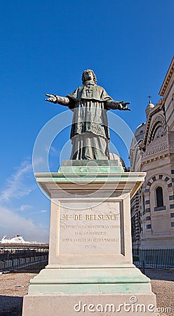 Statue of Henri Francois Xavier de Belsunce near Marseille Cathedral Stock Photo