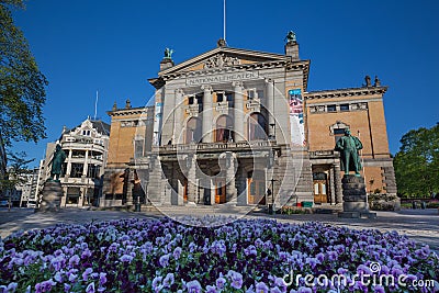 Statue of Henrik Ibsen at the National Theatre Nationaltheatret in Oslo Editorial Stock Photo