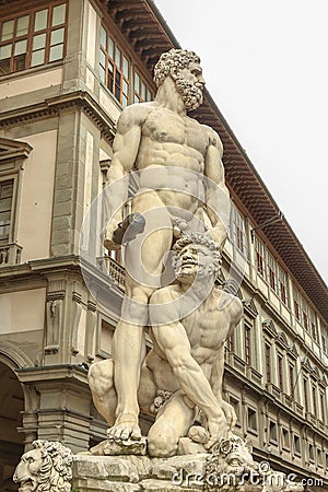 Statue of Hercules and Cacus by Baccio Bandinelli. Stock Photo
