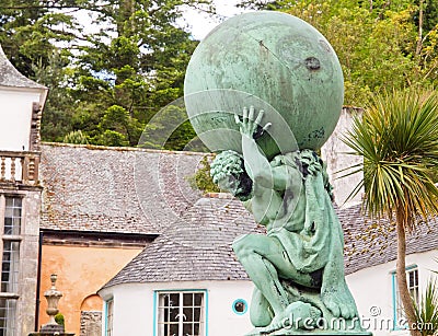 Statue of Hercules God in Portmeirion Stock Photo