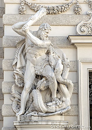 Statue of Hercules slaying the Lernaean Hydra, Hofburg Palace, Vienna, Austria Stock Photo