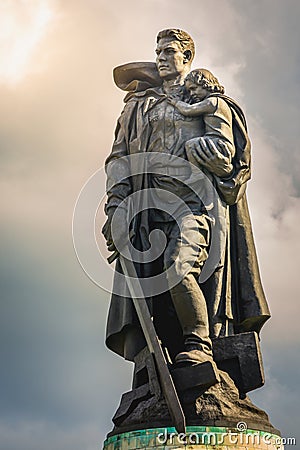 Statue of the heroic Soldier Liberator in Soviet War Memorial, Berlin, germany Editorial Stock Photo