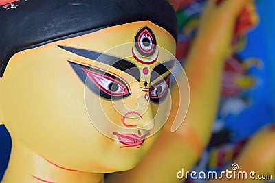 Statue of Hindu Goddess Durga at Durga Puja festivals Editorial Stock Photo