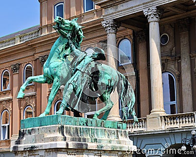 Statue of the horseherd - Buda Castle - Budapest Stock Photo