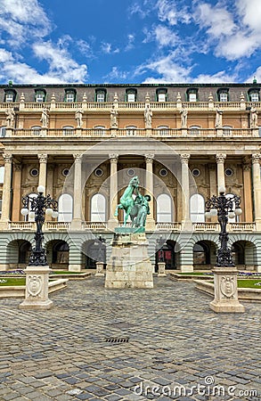 Statue of the Hortobagy horseherd, Buda castle Stock Photo