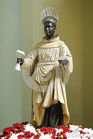 Statue with image of Saint Benedict Editorial Stock Photo