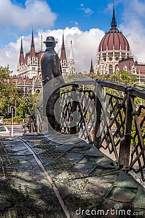 Statue of Imre Nagy Editorial Stock Photo