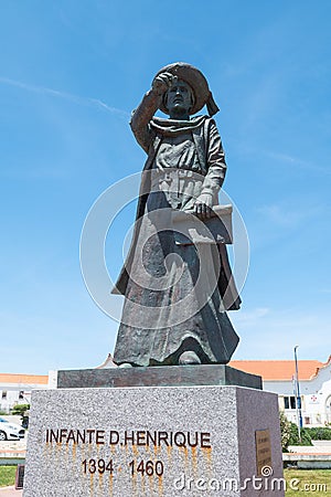 Statue of Infante Henrique in the tourist town of Sagres in the Algarve, Portugal in the summer of 2022 Editorial Stock Photo