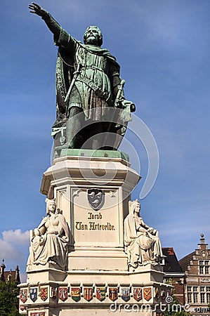 Statue of Jacob van Artevelde,Gent Editorial Stock Photo