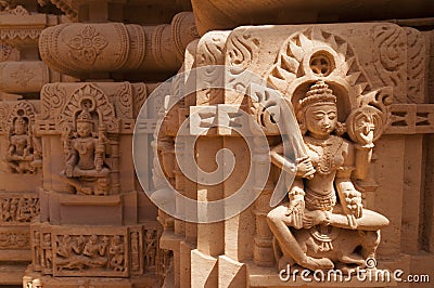 Statue it jain temple, Jaisalmer, India Stock Photo