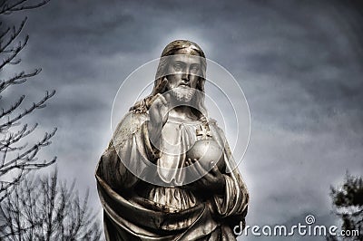 The statue of Jesus Christ. He holds the sphere with a cross as a symbol of the trusteeship of Christianity above the earth. faith Stock Photo