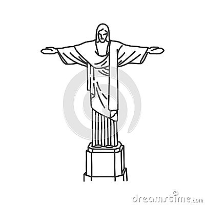 statue of Jesus Christ in Rio de Janeiro doodle icon, vector llustration Vector Illustration
