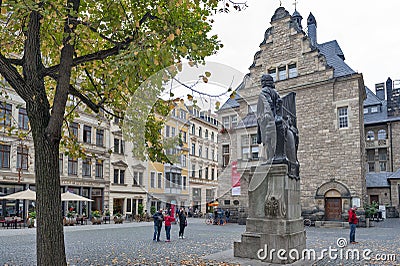 Statue of Johann Sebastian Bach, world famous music composer, at St Thomas Church in Leipzig, Germany Editorial Stock Photo