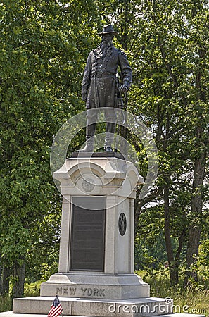 Statue of John Cleveland Robinson, Gettysburg Battlefield, PA, USA Editorial Stock Photo