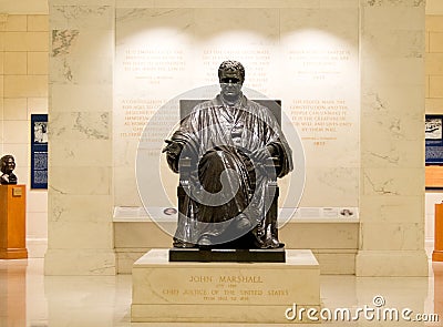 Statue of John Marshall at Supreme Court in Washington DC Editorial Stock Photo