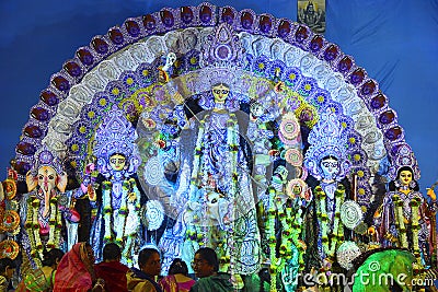Statue of Kalimata with other deity and devil, Navaratri festival Editorial Stock Photo