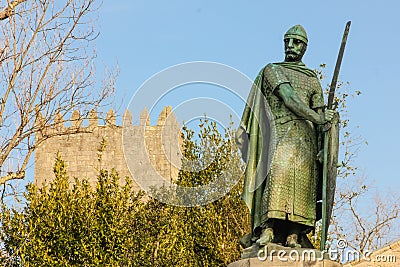 Statue of king Afonso Henriques. Guimaraes. Portugal Editorial Stock Photo