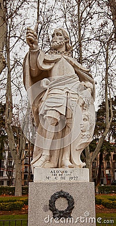 Statue of King Alfonso V (circa 1753). Madrid, Spain Stock Photo
