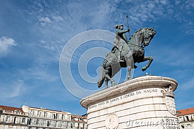 Statue of King John I in Lisbon, Portugal Stock Photo