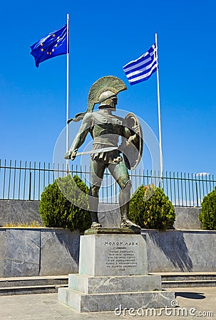 Statue of king Leonidas in Sparta, Greece Stock Photo