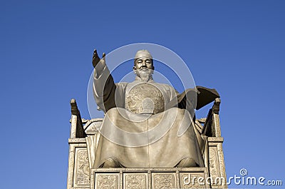 The statue of King Sejong of Joseon Dynasty Stock Photo