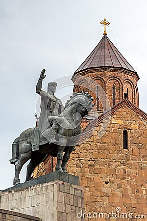 The statue of King Vakhtang Gorgasali in Tbilisi Stock Photo