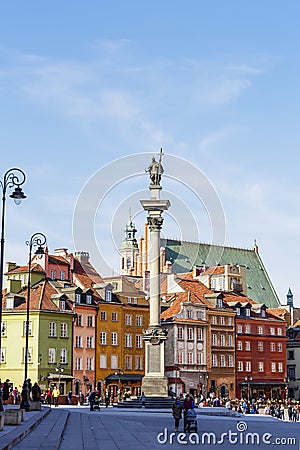 Statue of King Zygmunt III Waza at Castle Square Editorial Stock Photo