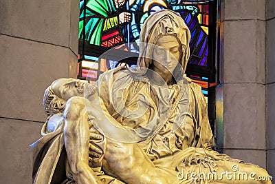 Statue of La Pieta inside the Manila Cathedral, Manila, Philippines Editorial Stock Photo
