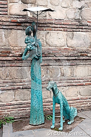 Statue of a lady with child and God in Signagi, Georgia Editorial Stock Photo