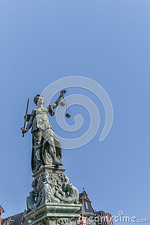 statue of Lady Justice in Frankfurt, Germany Editorial Stock Photo