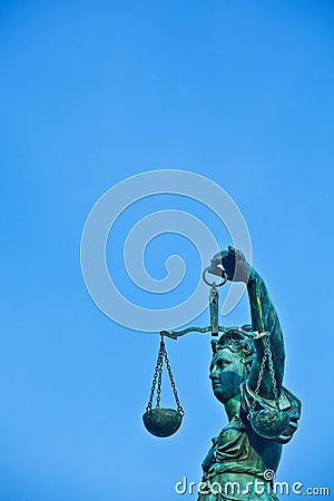 Statue of Lady Justice in front of the Romer Stock Photo