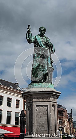 Statue of Laurens Janszoon Coster on the Grote Markt in the center of Haarlem Editorial Stock Photo