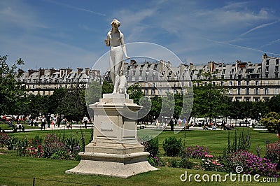 Statue on the lawn in jardin des tuileries Editorial Stock Photo