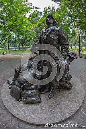 Statue of Legacy of healing and hope in Vietnam Women`s Memorial Editorial Stock Photo