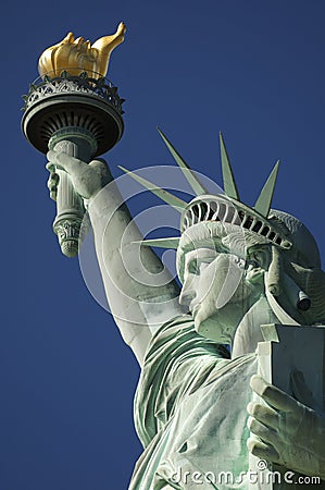 Statue of Liberty Close-Up Torch and Crown Stock Photo