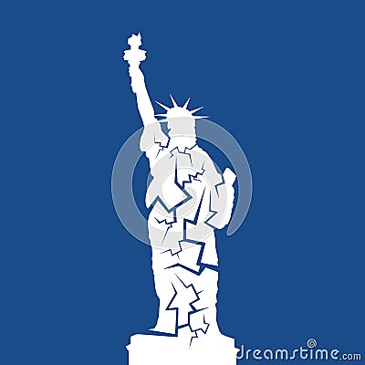 Decline decay, problems and failure leading to collapse of landmark of USA and United states of America Vector Illustration