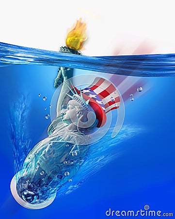Statue of Liberty Drowning. Stock Photo
