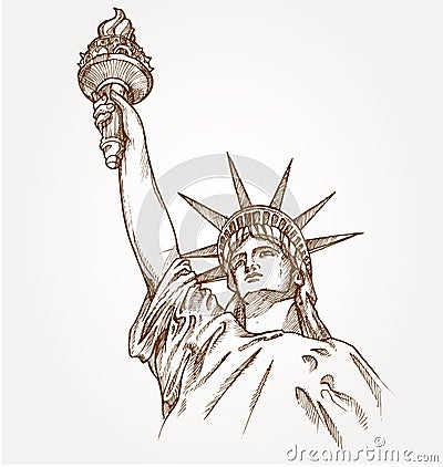 Statue of liberty hand dawn Vector Illustration