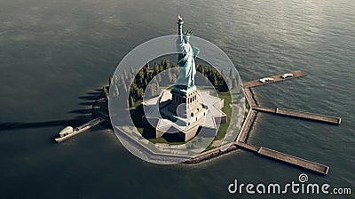 Statue of liberty on the island view from above. freedom and independence of the American people. AI generated Stock Photo