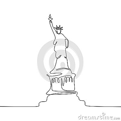 Statue of Liberty Isolated one white background with continuous one line drawing vector illustration Vector Illustration
