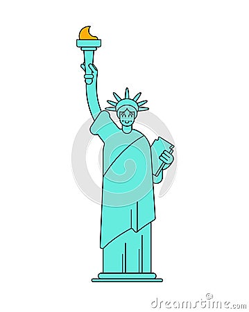 Statue of Liberty linear style. Landmark America. USA Sculpture Vector Illustration