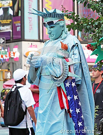 Statue Of Liberty Mime Editorial Stock Photo